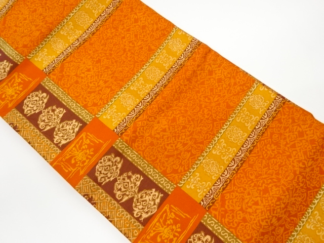 JAPANESE KIMONO / VINTAGE NAGOYA OBI / WOVEN STRIPE & ABSTRACT PATTERN